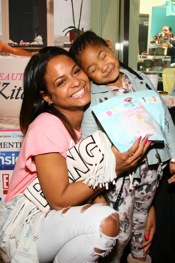 Violet and Christina Milian show off Beauty Kitchen products